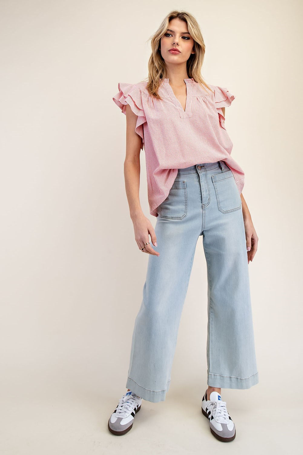 Effortless Chic Striped Top - Red