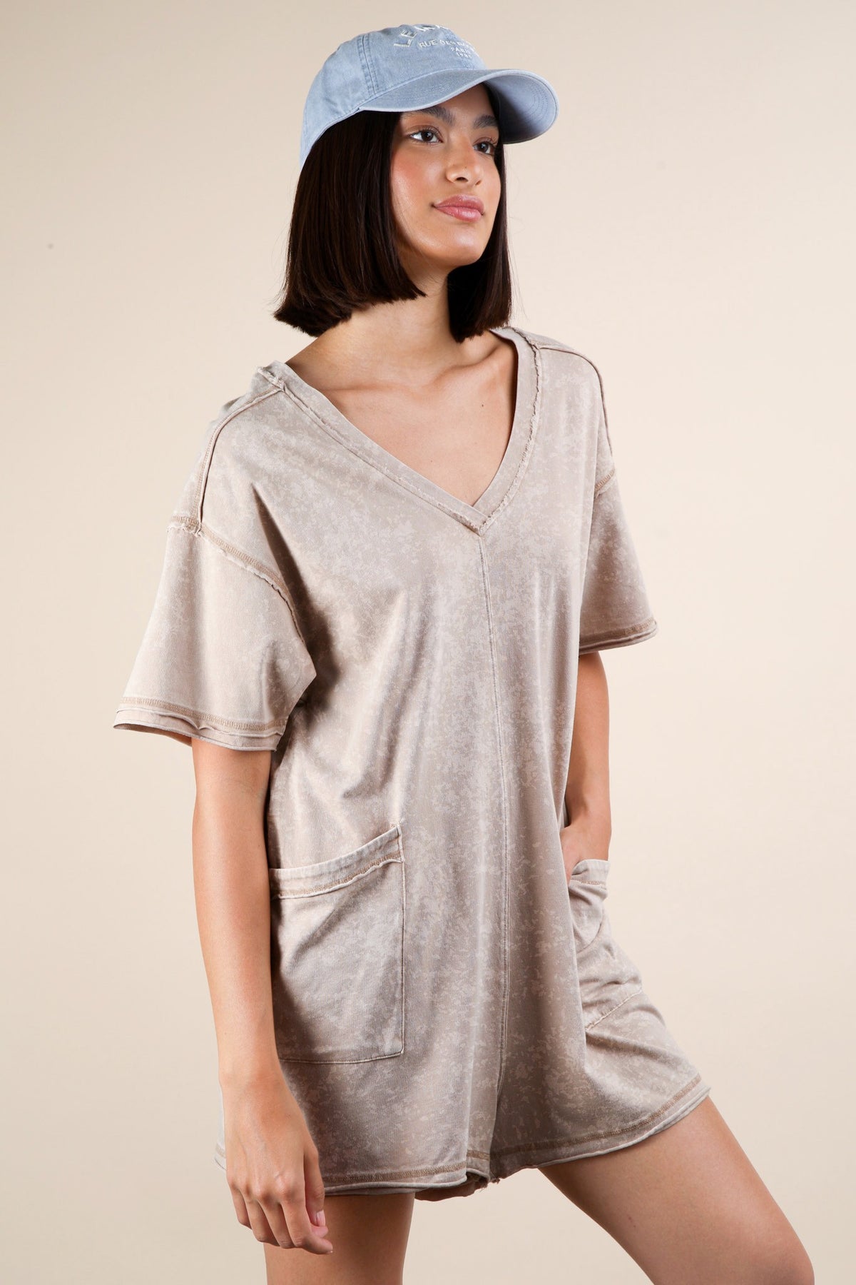 Sunrise Relaxed Romper - Taupe - Delta Swanky Girl