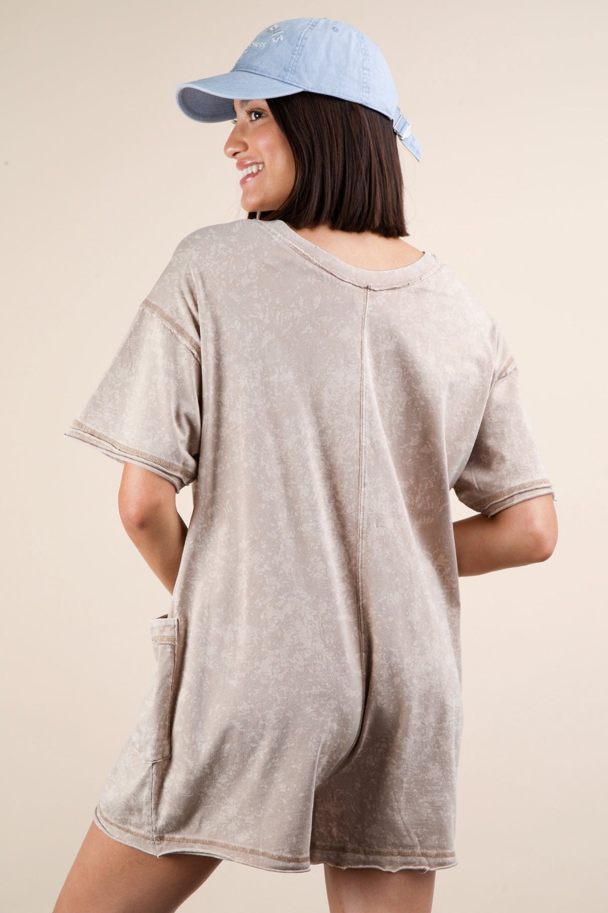 Sunrise Relaxed Romper - Taupe - Delta Swanky Girl
