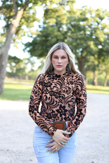 Isn't She Lovely Mesh Top (Black Velvet)