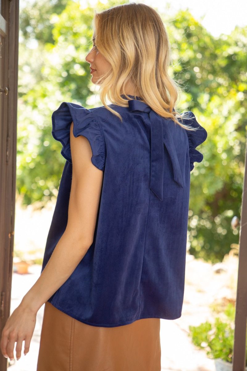 Brady Corduroy Top (Navy)
