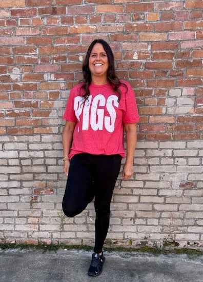 Vintage Pigs Graphic Tee (Red)