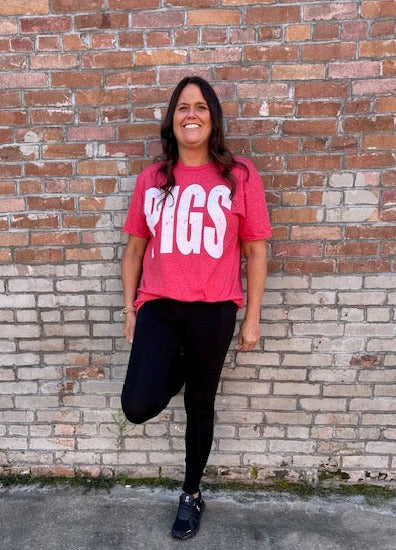 Vintage Pigs Graphic Tee (Red)