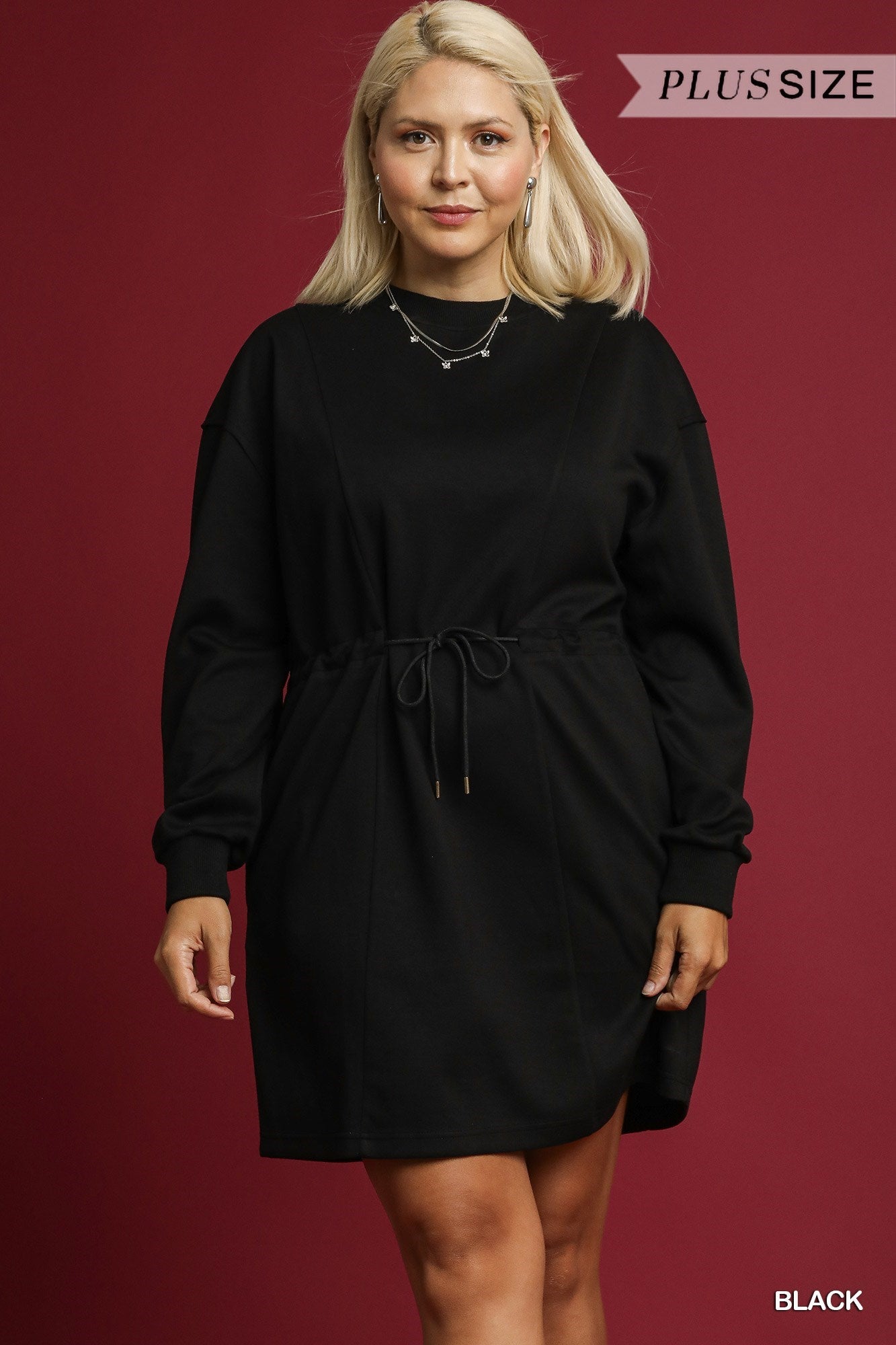 Curvy Weekender Luxeknit Draw Waist Dress - Black - 1X Curvy Weekender Luxeknit Draw Waist Dress - Black - 1X