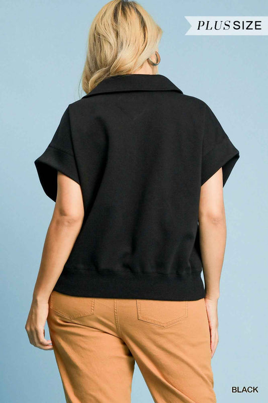 Curvy Preppy Luxeknit Pullover - Black