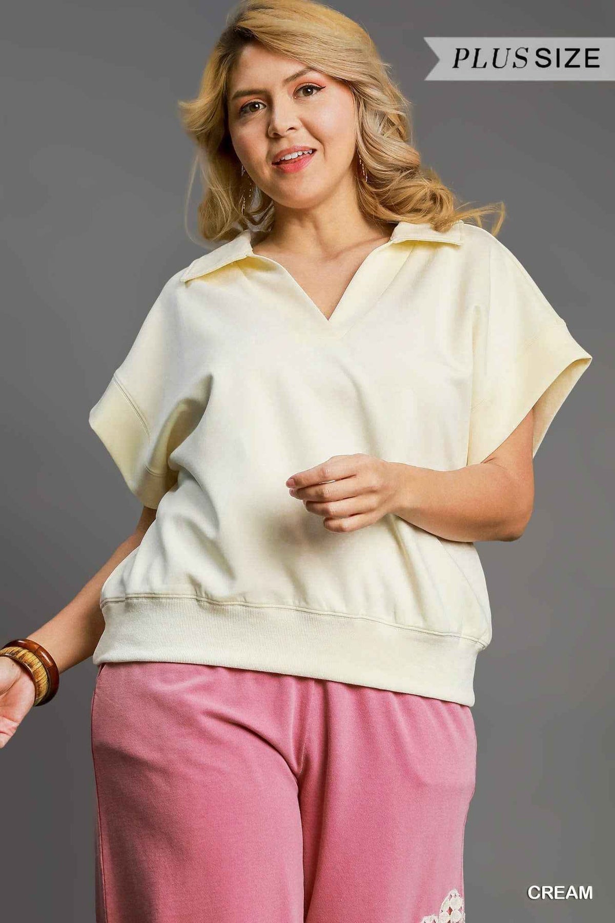 Curvy Preppy Luxeknit Pullover - Cream