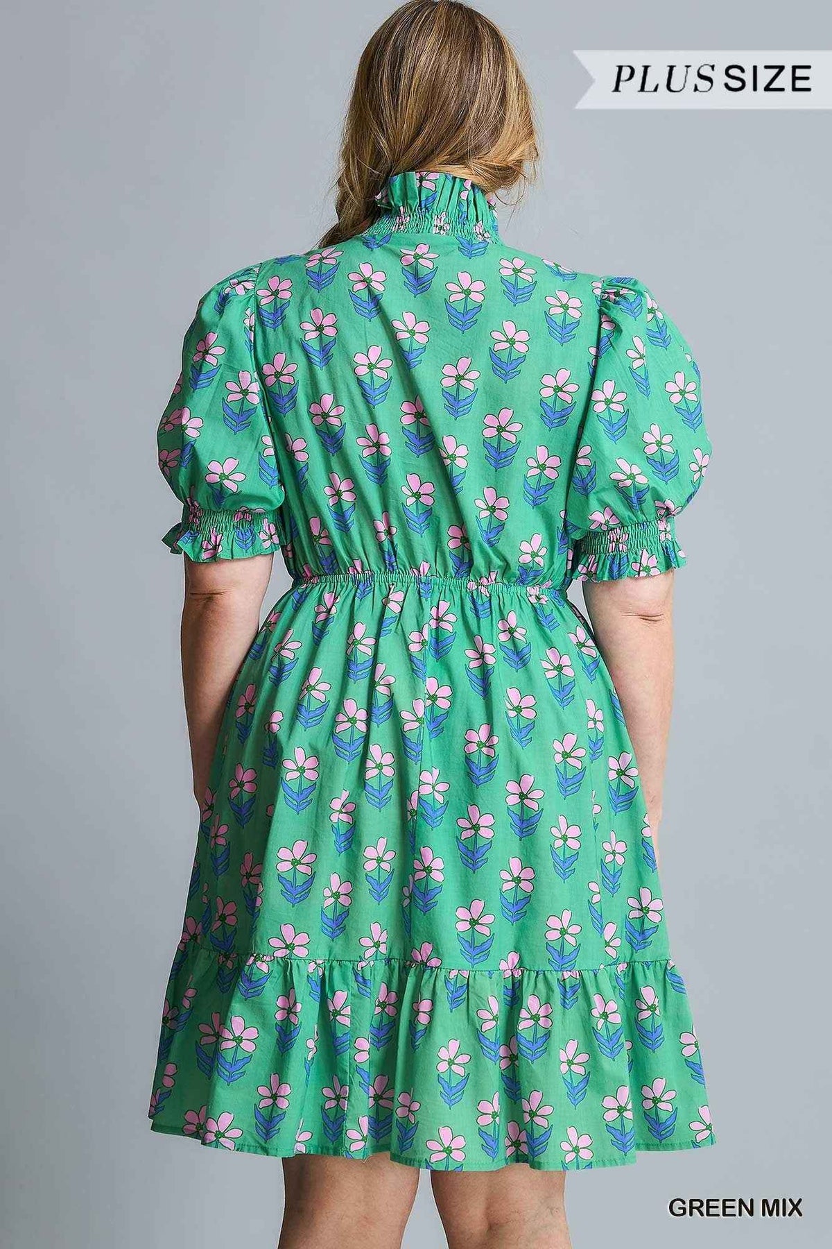 Curvy Good Days Ahead Floral Dress - Green