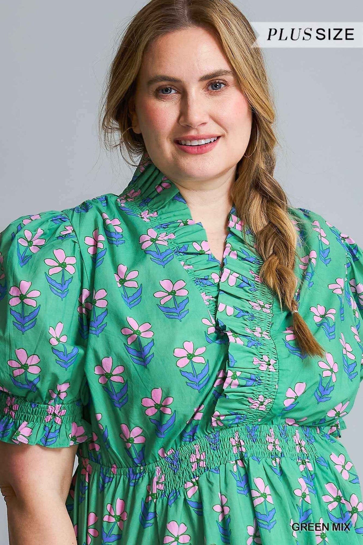 Curvy Good Days Ahead Floral Dress - Green