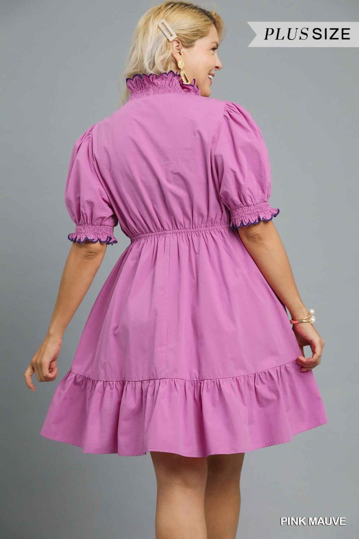 Curvy My World Scalloped Dress - Pink