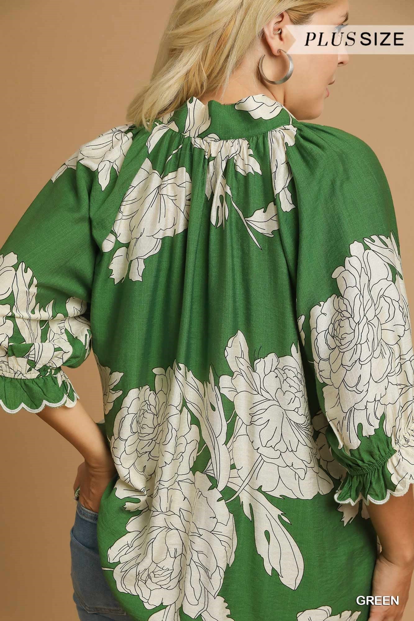Curvy Verdant Floral Top (Green)