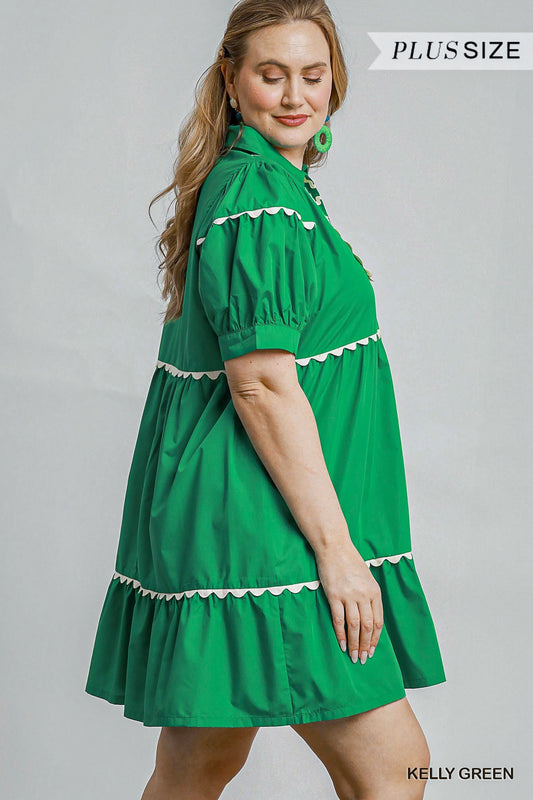 Curvy Now Or Never Tiered Dress - Green