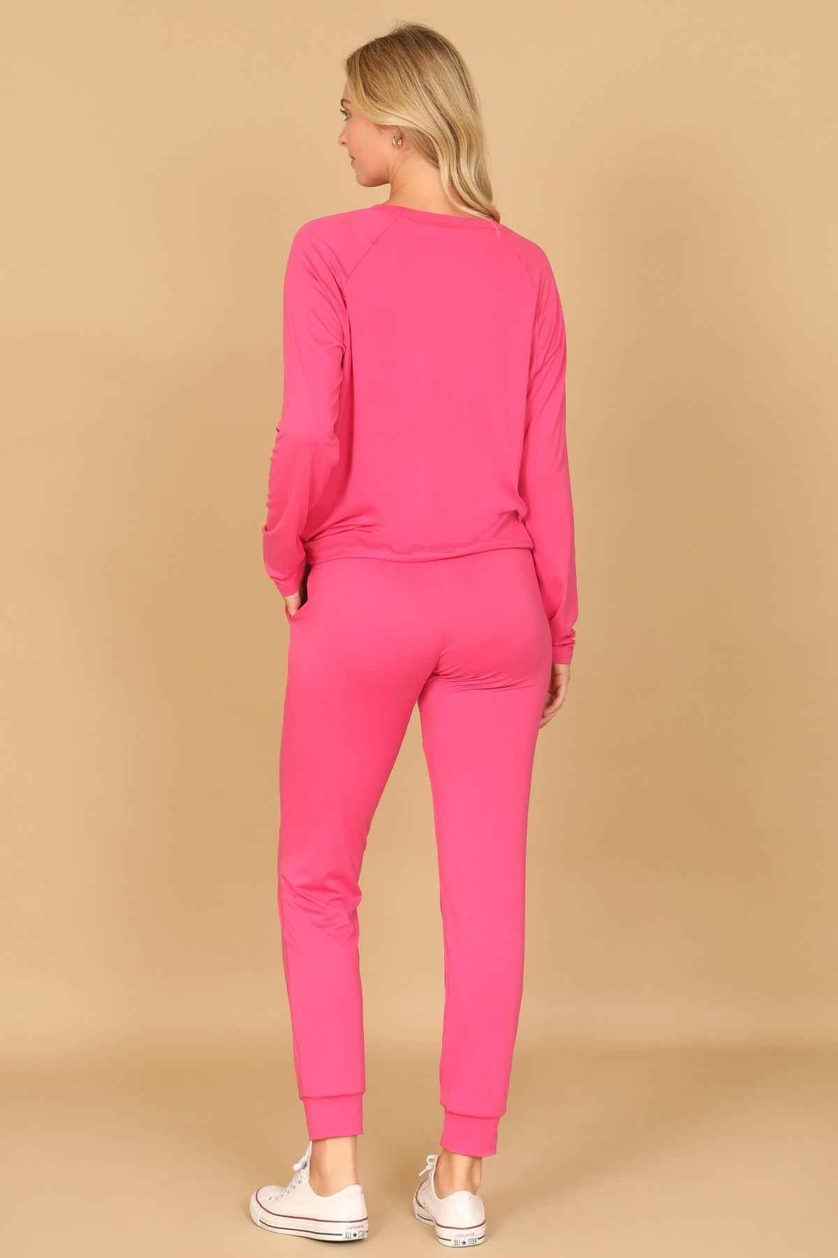 Curvy Wild Willow Jogger Set (Fuchsia)