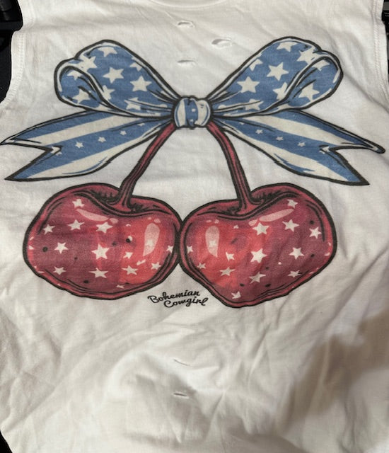 Cherry Bow Graphic Tank