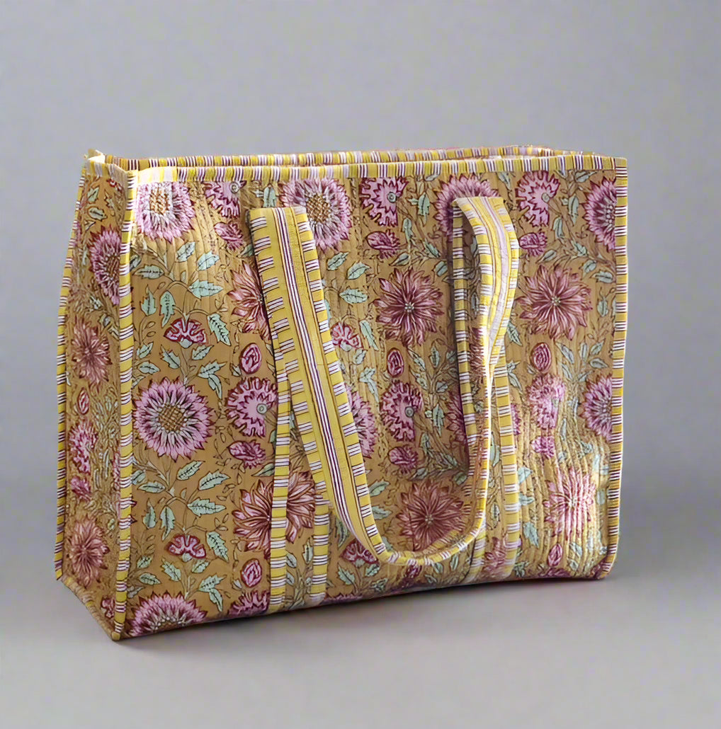 Raja Quilted Tote - Yellow Poppy