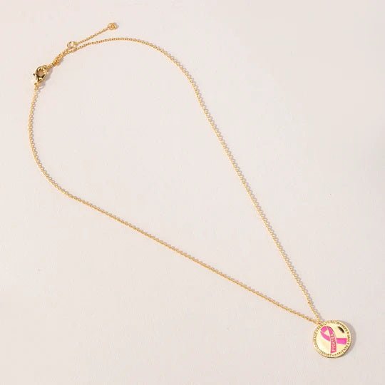 Circle of Power Necklace (Breast Cancer Ribbon) - Delta Swanky Girl