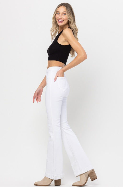 Frilly Flare Jeans (White) - Delta Swanky Girl