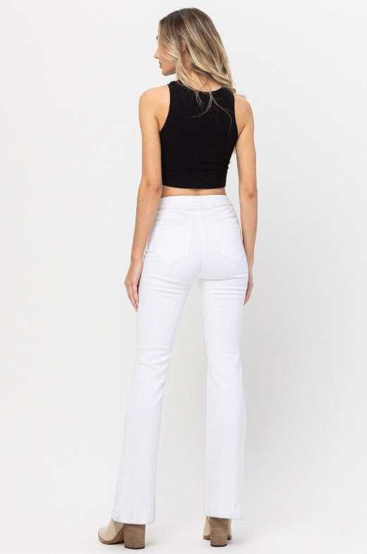 Frilly Flare Jeans (White) - Delta Swanky Girl