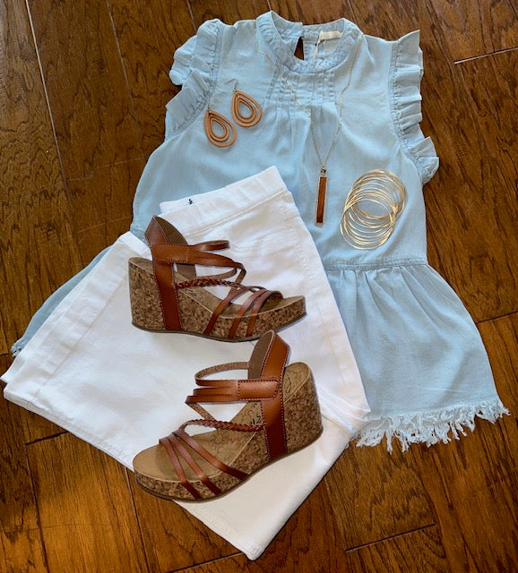 Frilly Flare Jeans (White)