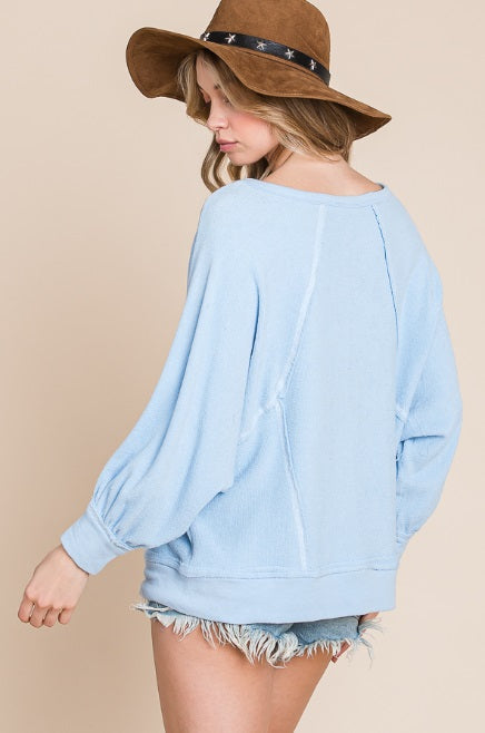 Speak Out Loud Top (Blue) - Delta Swanky Girl