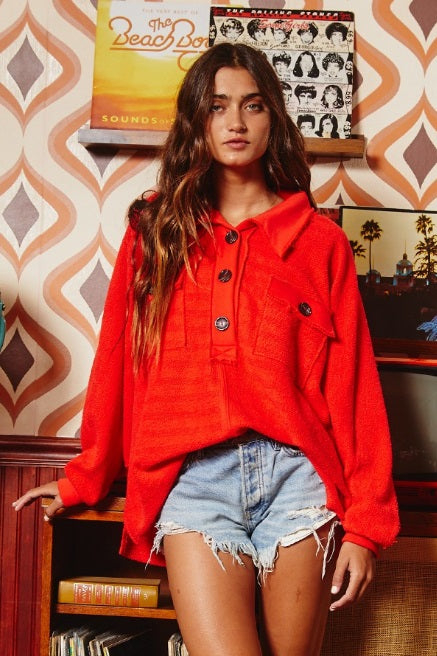 Haute Ember Pullover (Red) - Delta Swanky Girl