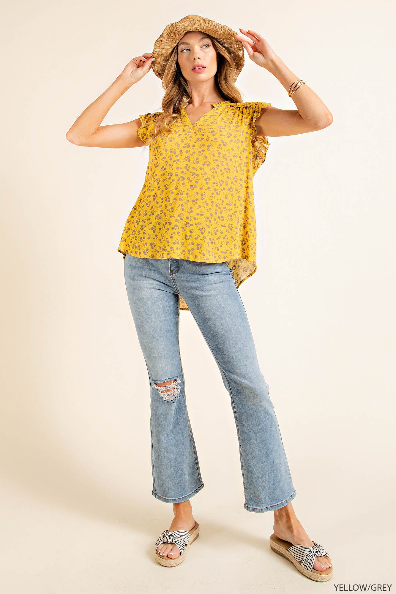 Flutter & Flirt Top (Mustard) - Delta Swanky Girl
