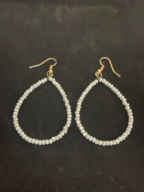 Beaded Loop Earring (White) - Delta Swanky Girl