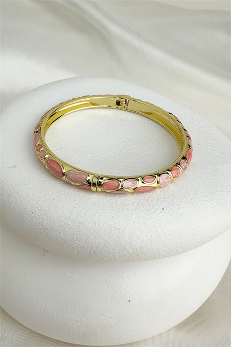 Cloisonne Enamel Bangle Bracelet - Pink