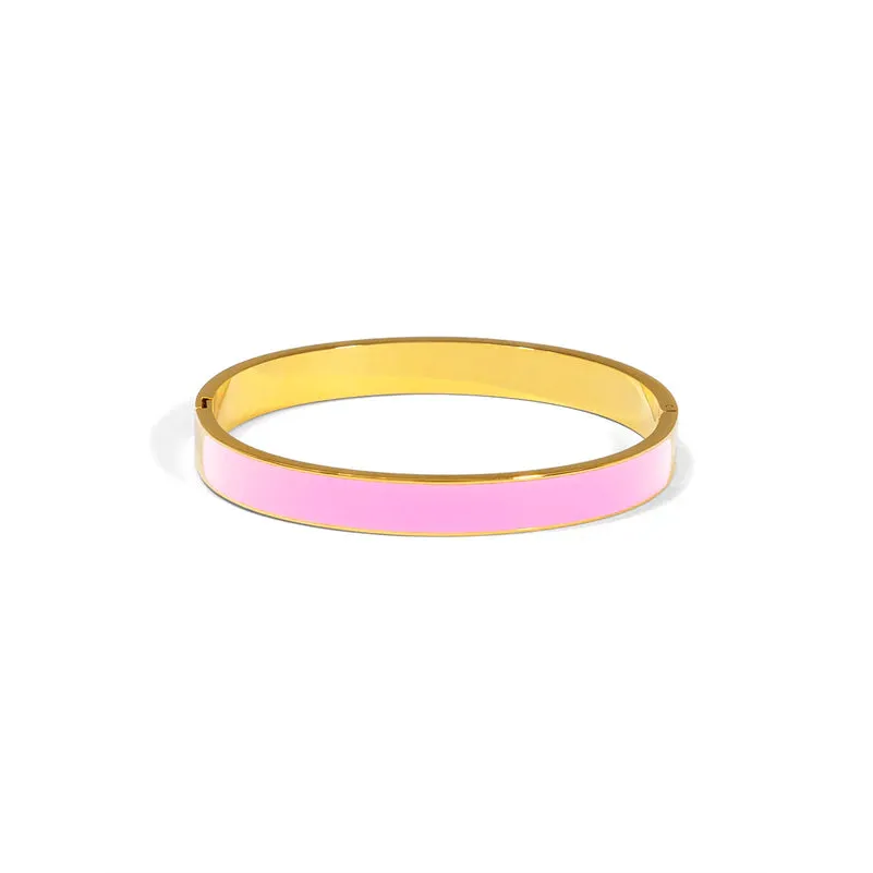 Pop Of Color Enamel Bangle - Pink