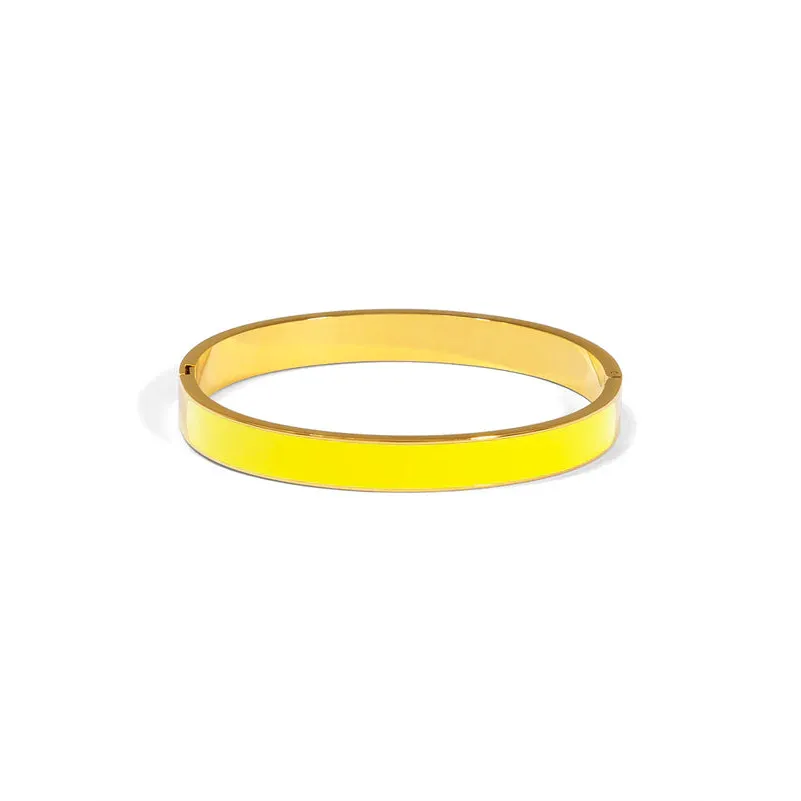 Pop Of Color Enamel Bangle - Yellow