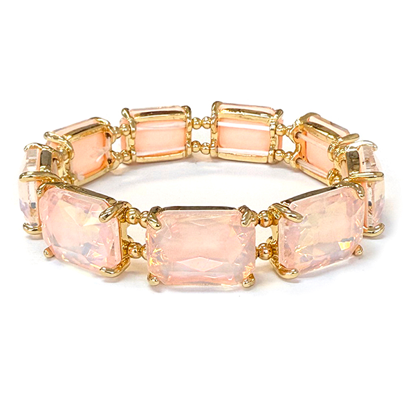 Madeline Emerald Cut Stretch Bracelet - Peach