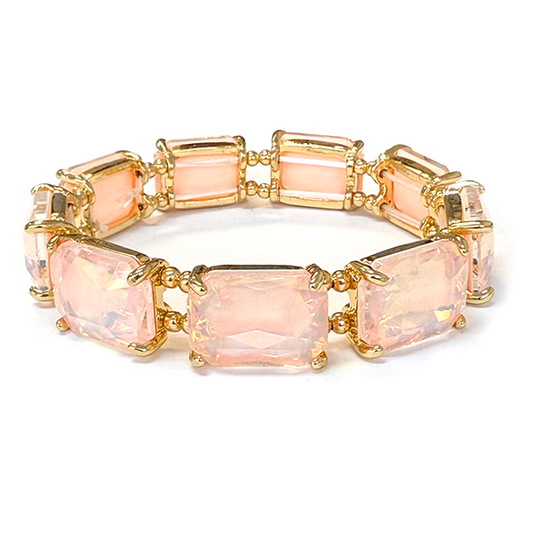 Madeline Emerald Cut Stretch Bracelet - Peach