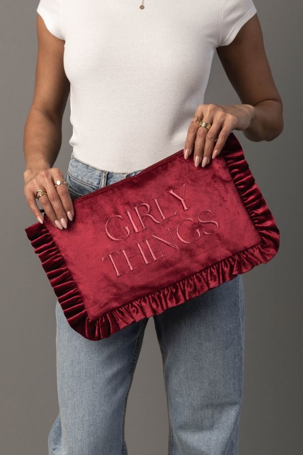 High Society Velvet Ruffle Clutch