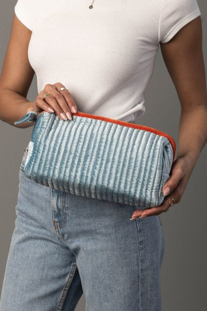 Voyage Velvet Ribbed Essentials Clutch