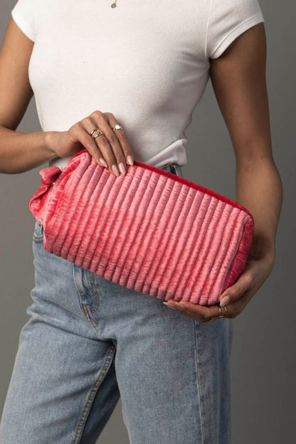 Voyage Velvet Ribbed Essentials Clutch