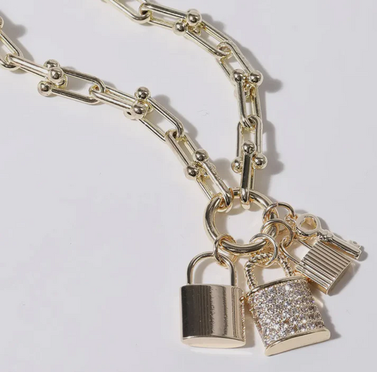 Lock & Key Charm Necklace - Delta Swanky Girl