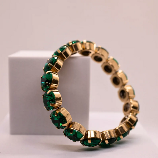 Baguette Rhinestone Stretch Bracelet - Emerald
