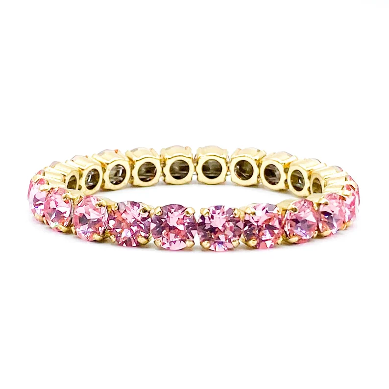 Baguette Rhinestone Stretch Bracelet - Pink