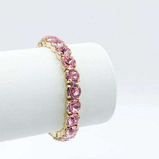 Baguette Rhinestone Stretch Bracelet - Pink