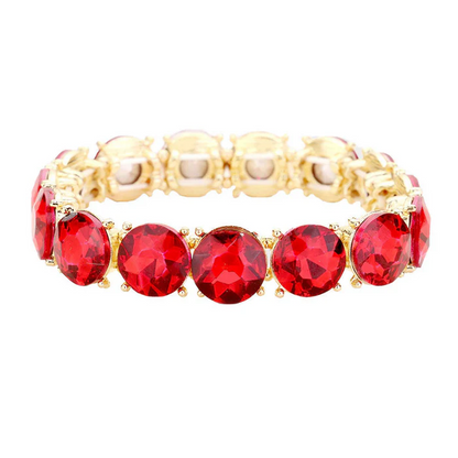 Baguette Rhinestone Stretch Bracelet - Ruby