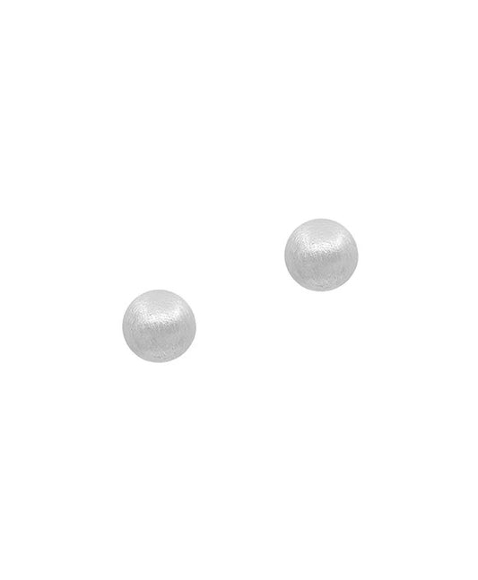 Cotton Pearl Bead Earrings (Silver)