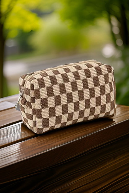 Check Yourself Cosmetic Bag (Brown)