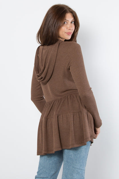 Laila Peplum Hoodie (Brown)