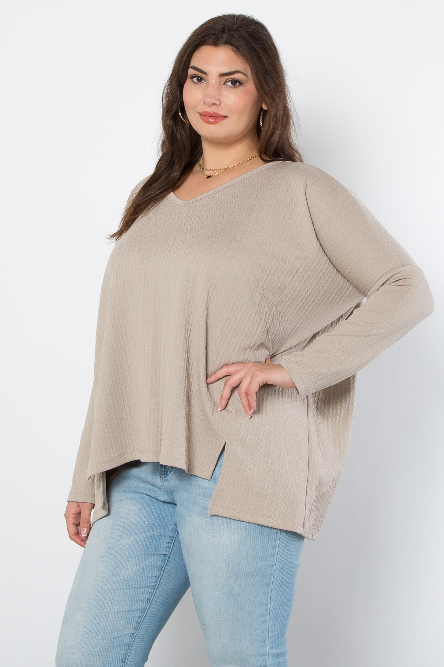 Curvy What About You Sweater (Taupe)