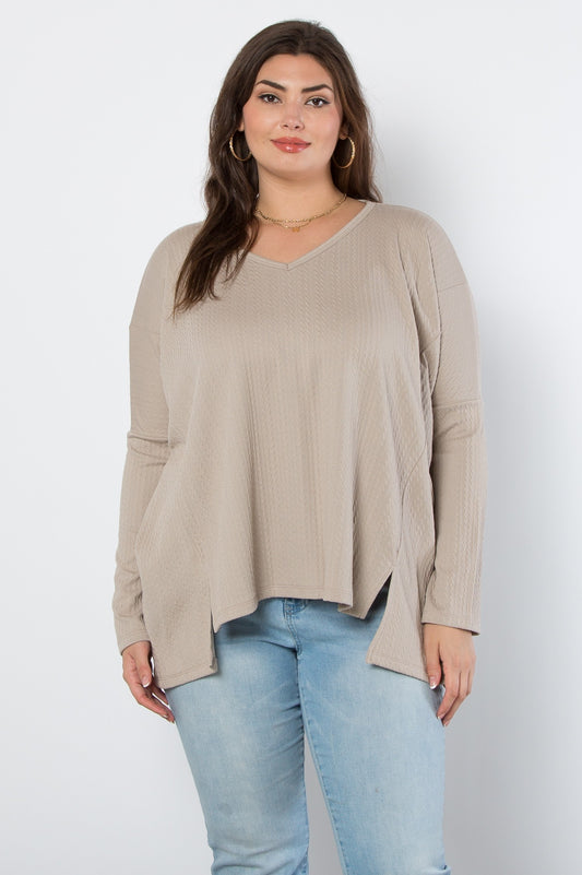 Curvy What About You Sweater (Taupe)