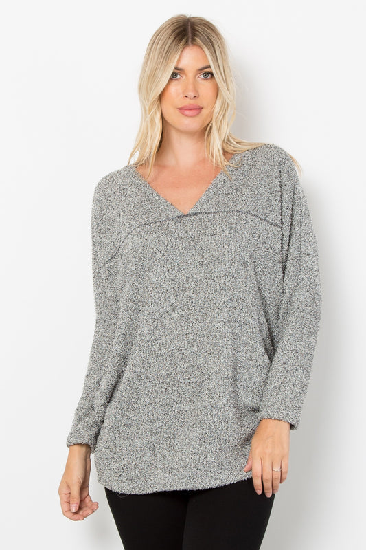 Round About V Neck Sweater (Grey)