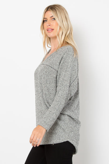 Round About V Neck Sweater (Grey)