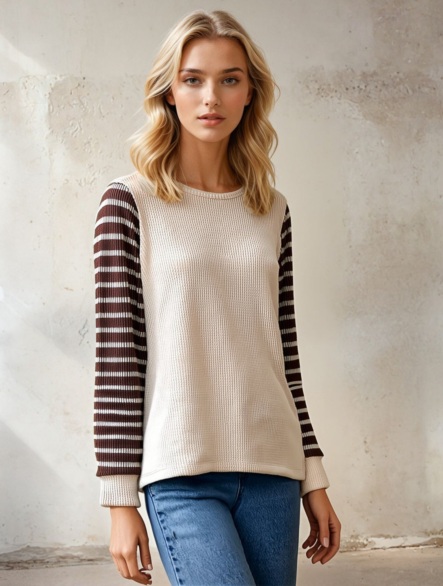 Curvy Cozy Bliss Urban Rib Sweater (Brown)