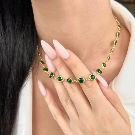 Lana Bezel Choker Necklace - Emerald