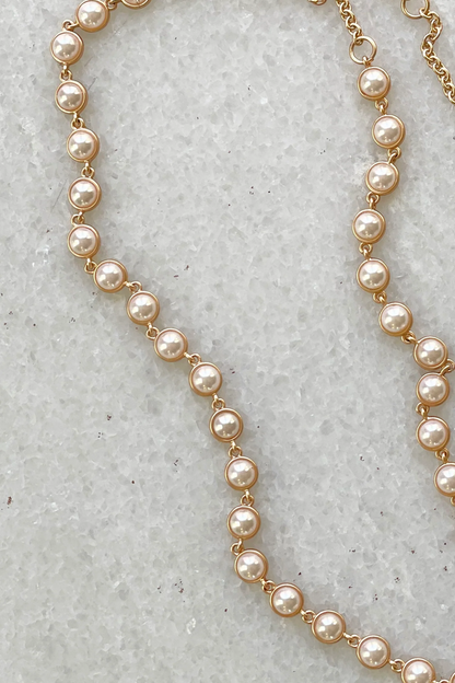 Lana Bezel Choker Necklace - Pearl