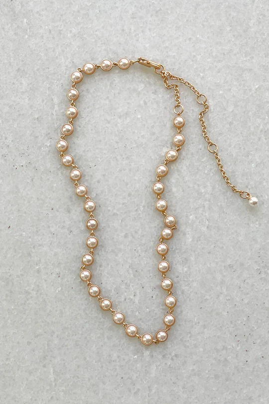Lana Bezel Choker Necklace - Pearl